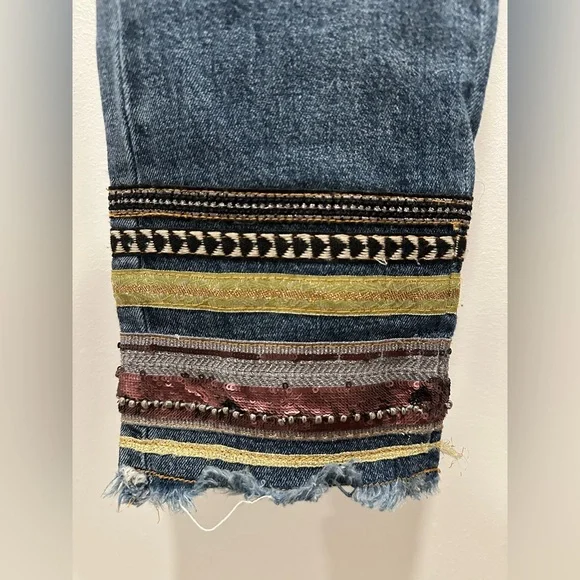 Pilcro High-Rise Embroidered Slim Straight Jeans, Denim Medium Blue - Picture 9 of 16